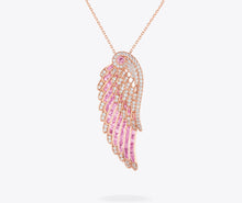 Load image into Gallery viewer, Wings Embrace 18ct Rose Gold Pink Sapphire Slider Pendant