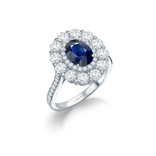 Load image into Gallery viewer, 1735 Double Cluster Sapphire Ring (50% Deposit ONLY)