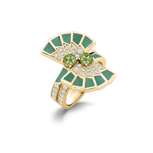Load image into Gallery viewer, Fanfare Symphony Double Tsavorite and Apple Malachite Ring